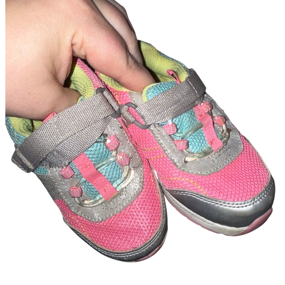 Surprize by Stride Rite Revel Girls Pink Teal Silver Sneakers Toddler Size 8M